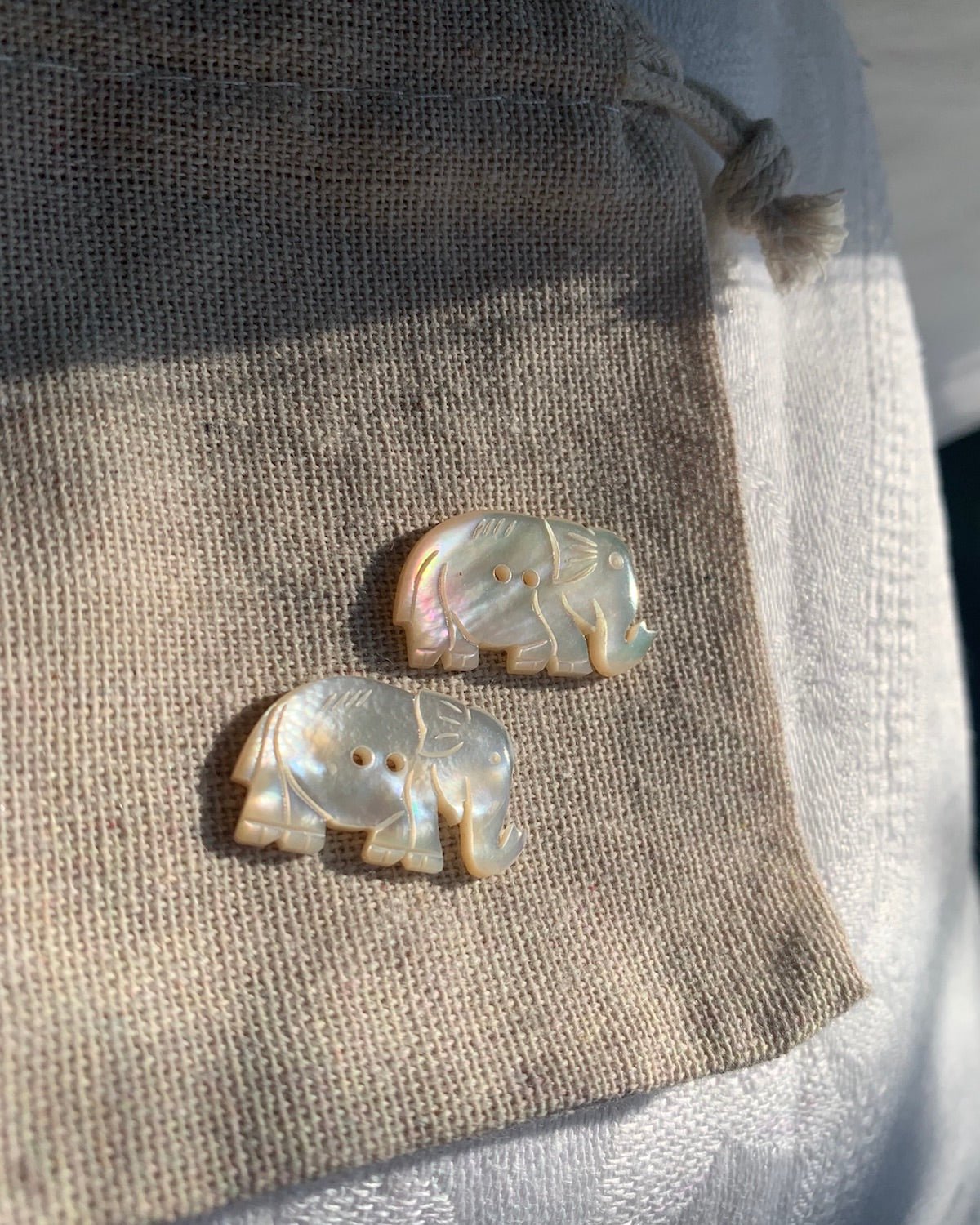 Mother of Pearl Elephant Shaped Shell Rare Buttons | Hand Carved Buttons | Natural Buttons | Two Hole Buttons for Sewing or Collectors - YGN Collective