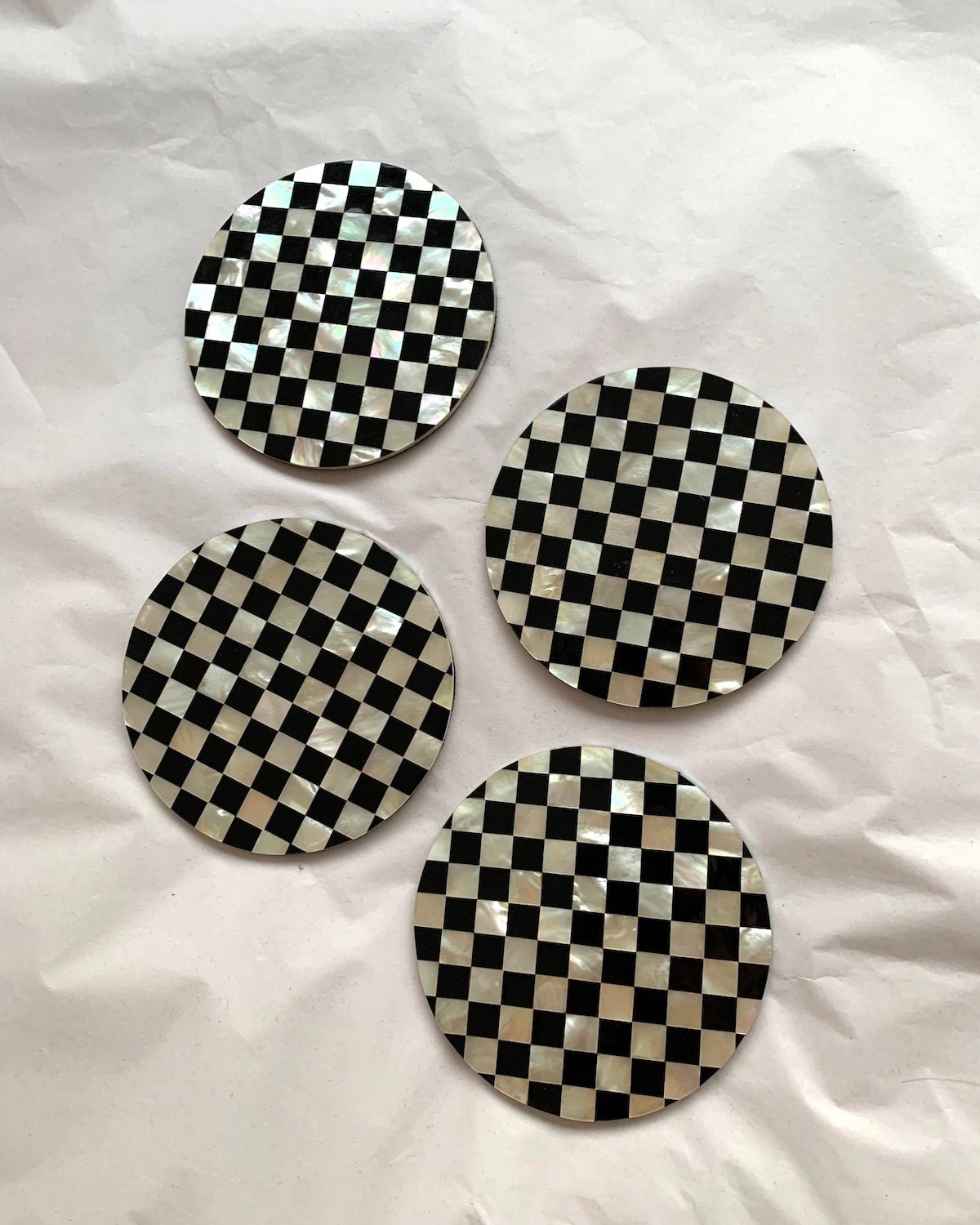 Mother of Pearl Shell and Glass Coasters Set of Four | Artisan Made in Myanmar - YGN Collective