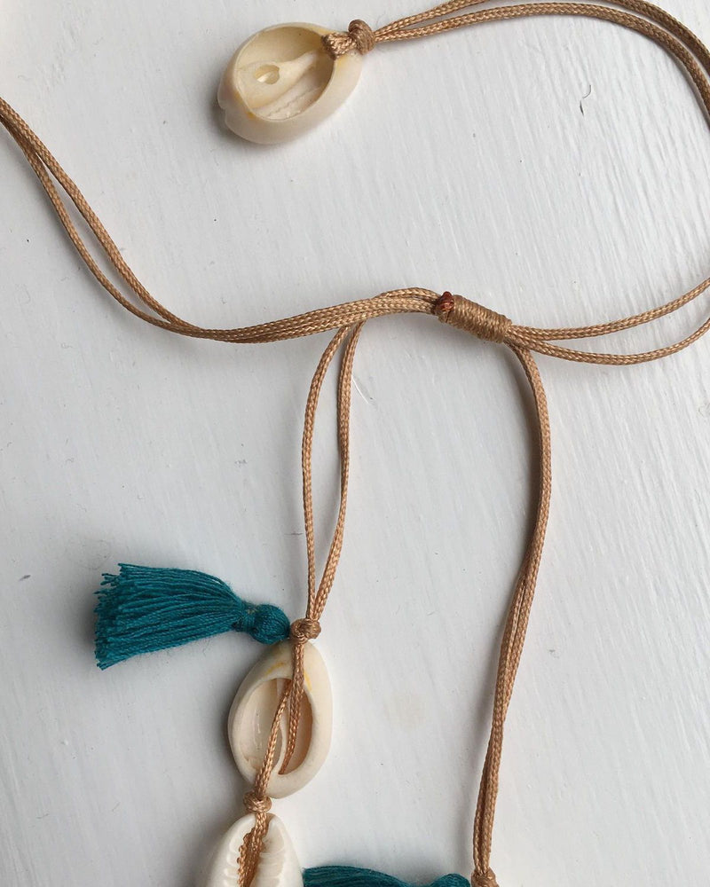 Shell & Blue Tassel Necklace | Free of Metals | Island Inspired - YGN Collective