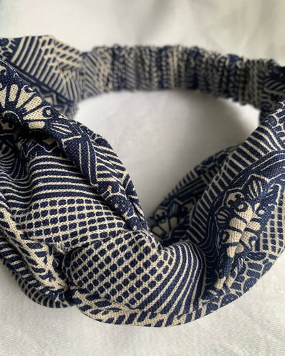 Knot Elasticated Blue Abstract Headband | Handmade in Myanmar