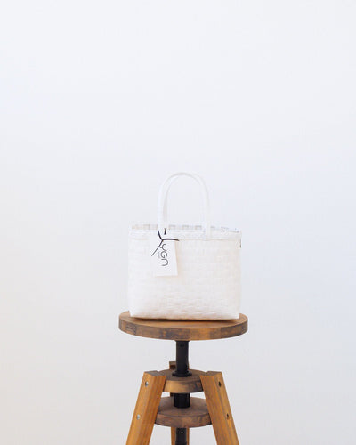 All White Handwoven Mini Basket Bag | Woven Mini Basket | Handmade in Myanmar - YGN Collective