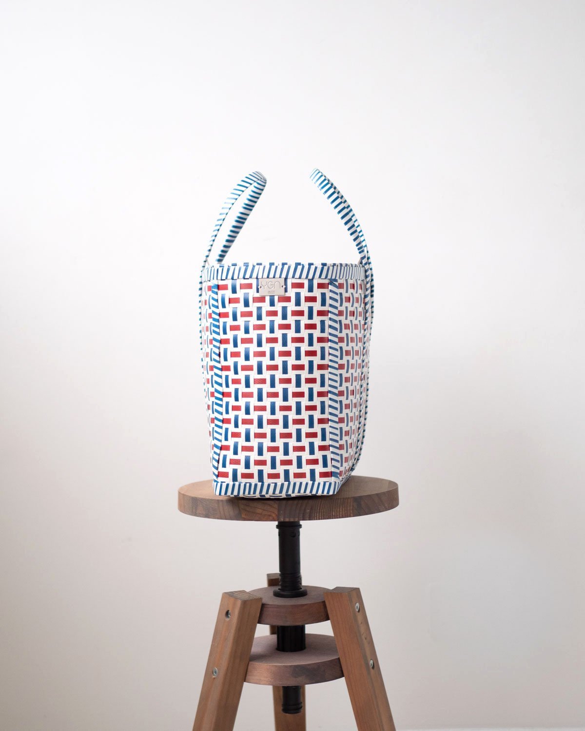 Blue and Red Stripe Woven Basket | Shopper Bag - YGN Collective