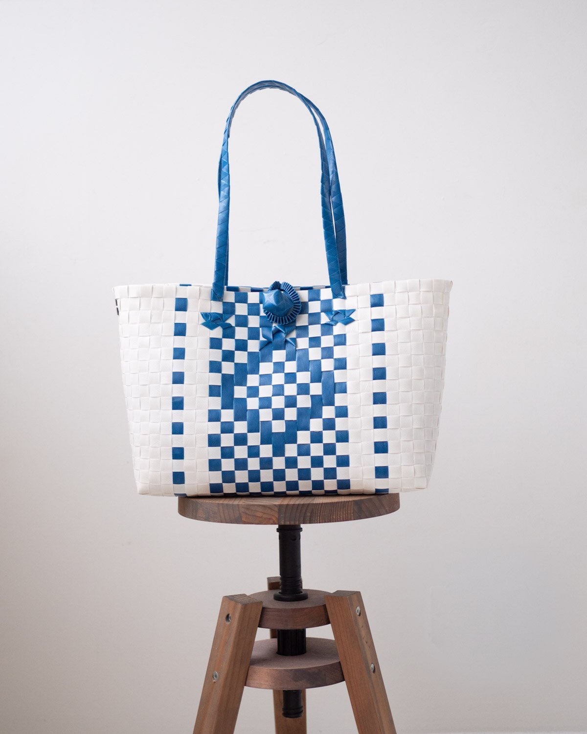 Blue Diamond Design Woven Tote Summer Bag - YGN Collective