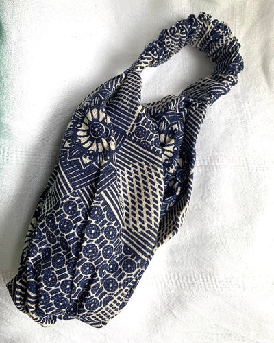 Knot Elasticated Blue Abstract Headband | Handmade in Myanmar - YGN Collective