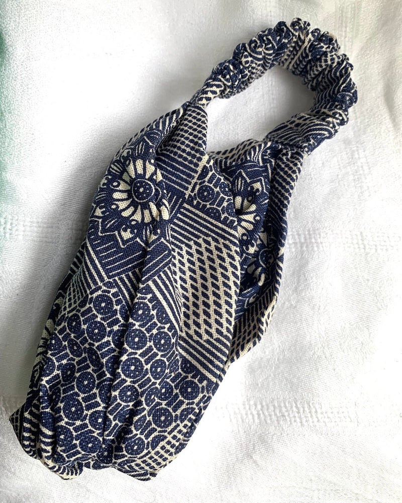 Knot Elasticated Blue Abstract Headband | Handmade in Myanmar