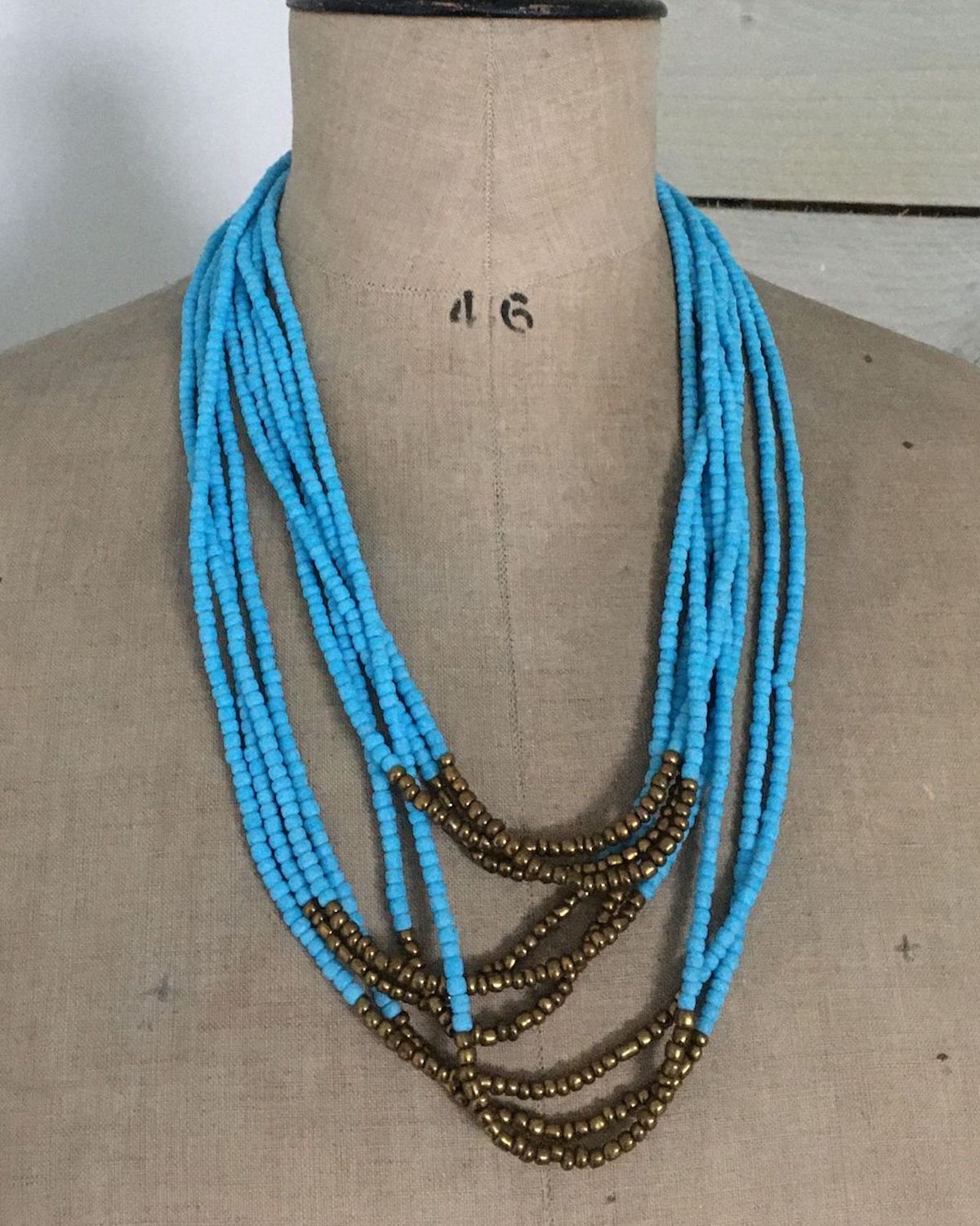 ADO 5 Layer Green & Blue Beaded Necklace | All Decd Out