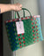 Limited Edition Basket in Green & Red Tones | Upcycled Handwoven Shopper Bag | Storage Basket - YGN Collective