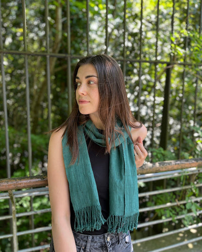 Lotus Stem Silk Scarf in Green | 100% Pure Lotus Handwoven Scarf - YGN Collective