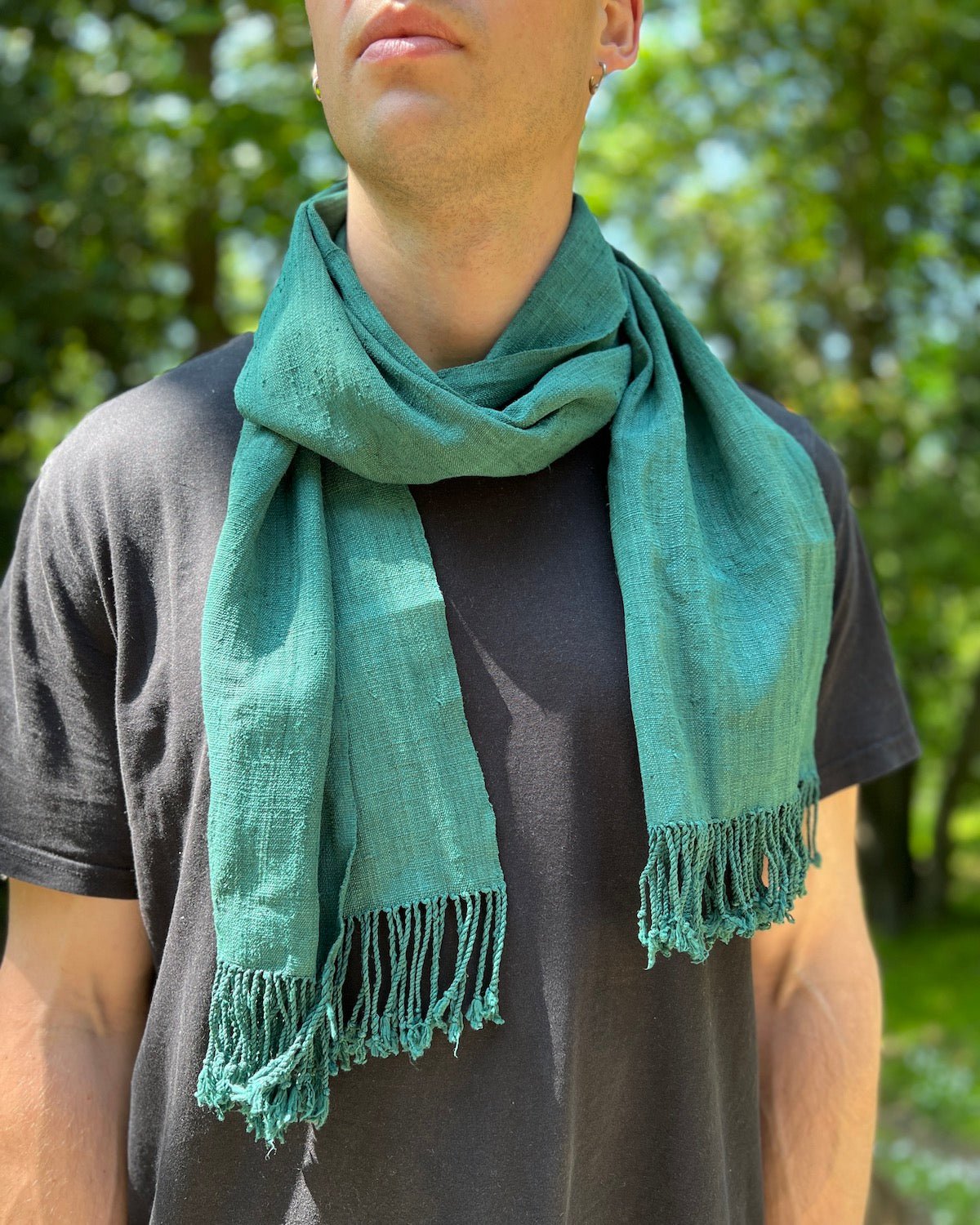 Lotus Stem Silk Scarf in Green | 100% Pure Lotus Handwoven Scarf - YGN Collective