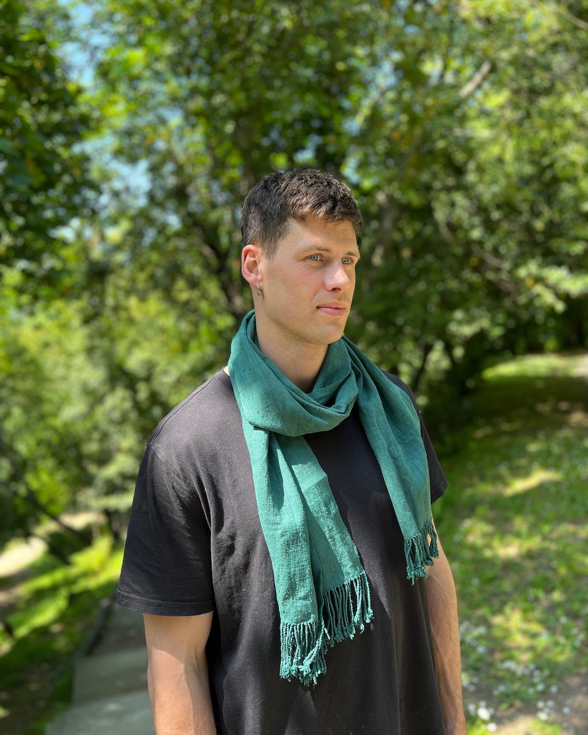 Lotus Stem Silk Scarf in Green | 100% Pure Lotus Handwoven Scarf - YGN Collective