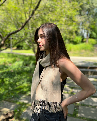 Lotus Stem Silk Scarf in Natural | 100% Pure Lotus Handwoven Scarf - YGN Collective