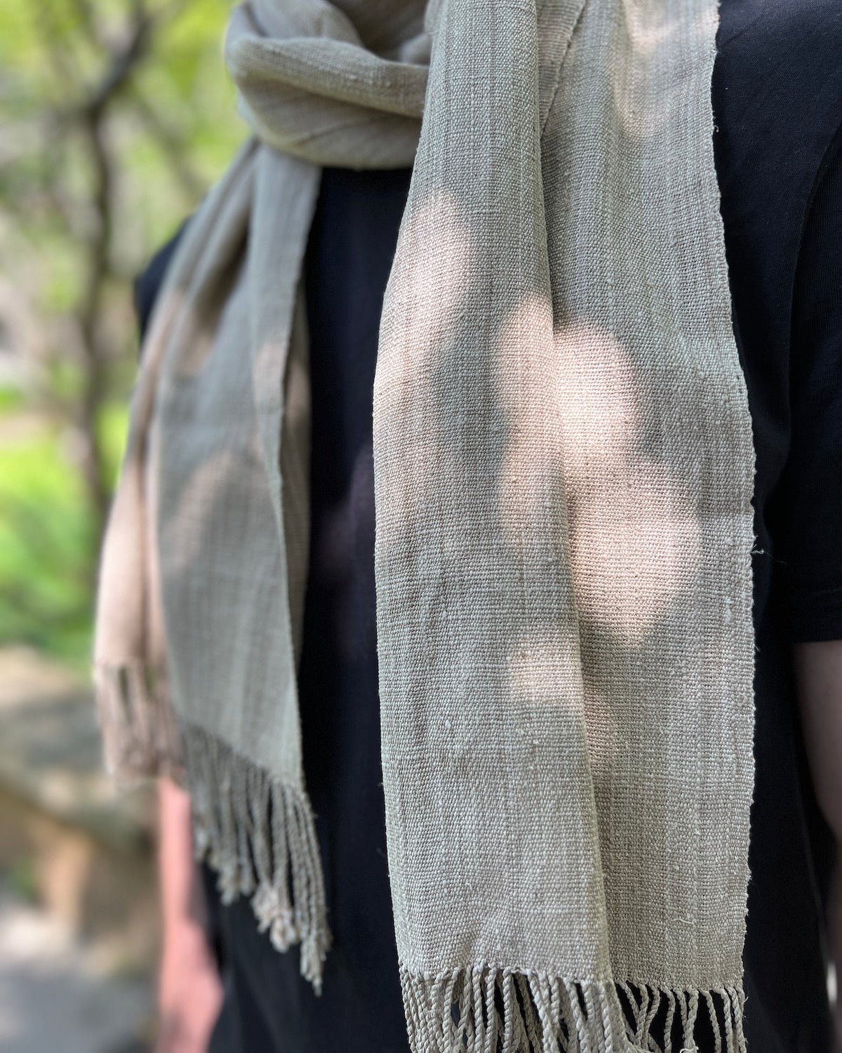 Lotus Stem Silk Scarf in Natural | 100% Pure Lotus Handwoven Scarf - YGN Collective