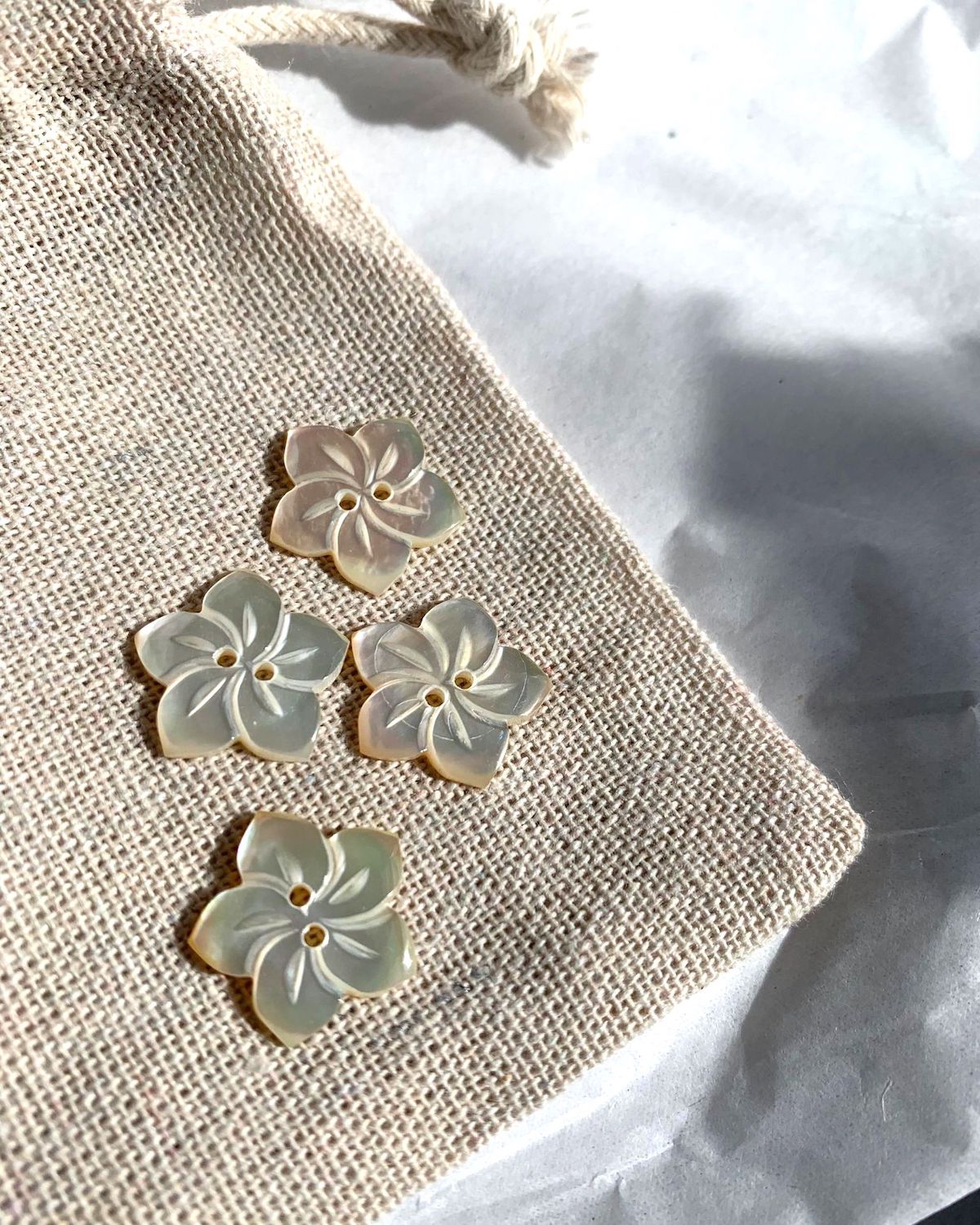 Mother of Pearl Flower Shell Rare Buttons | Hand Carved Buttons | Natural Buttons | Two Hole Buttons for Sewing or Collectors - YGN Collective