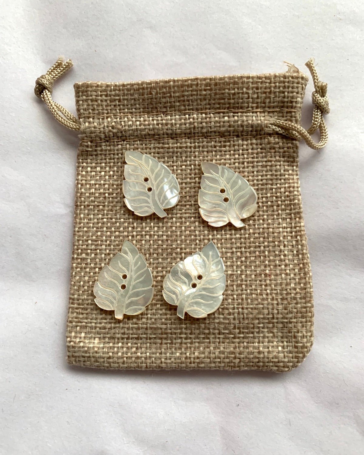 Mother of Pearl Leaf Shell Rare Buttons | Hand Carved Buttons | Natural Buttons | Two Hole Buttons for Sewing or Collectors - YGN Collective