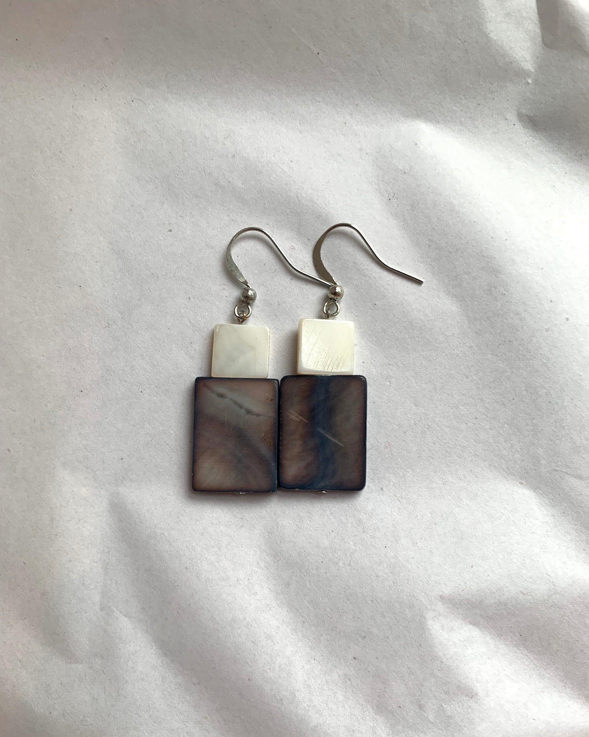 Mother of Pearl Rectangular Drop Earrings in Blue | Island Inspired Earrings - YGN Collective