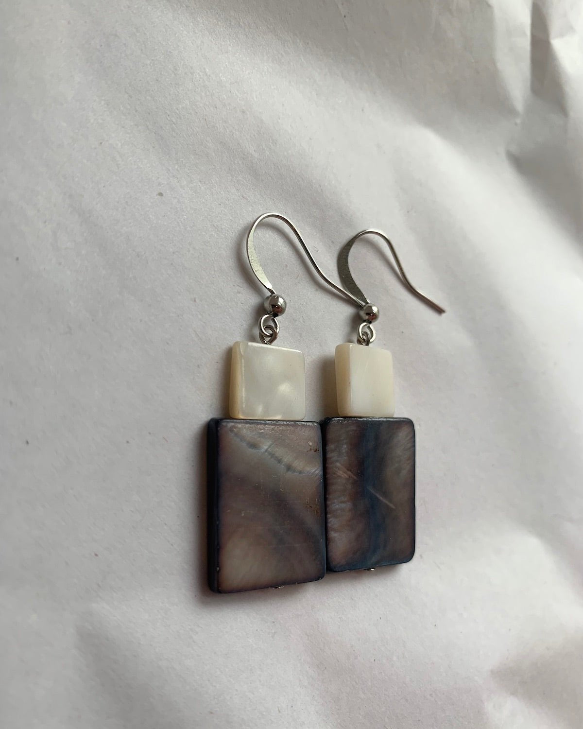 Mother of Pearl Rectangular Drop Earrings in Blue | Island Inspired Earrings - YGN Collective