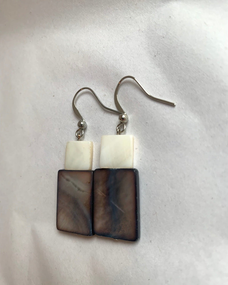 Mother of Pearl Rectangular Drop Earrings in Blue | Island Inspired Earrings - YGN Collective