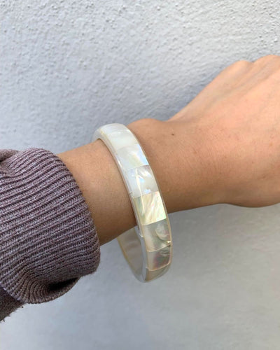 Mother of Pearl Shell Bangle | Handmade in Myanmar | Shell Jewellery | Mother of Pearl Bracelet - YGN Collective