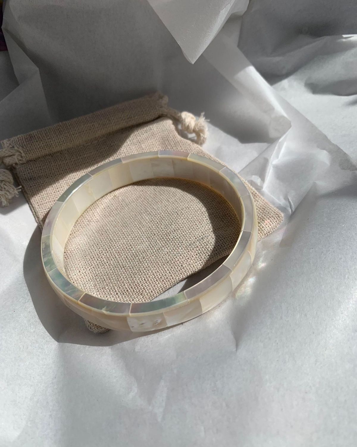 Mother of Pearl Shell Bangle | Handmade in Myanmar | Shell Jewellery | Mother of Pearl Bracelet - YGN Collective