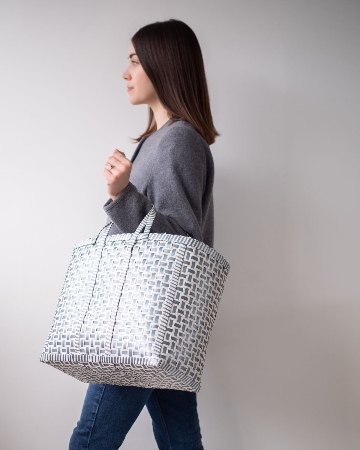 Original Basket in Grey & White | Shopper Bag - YGN Collective
