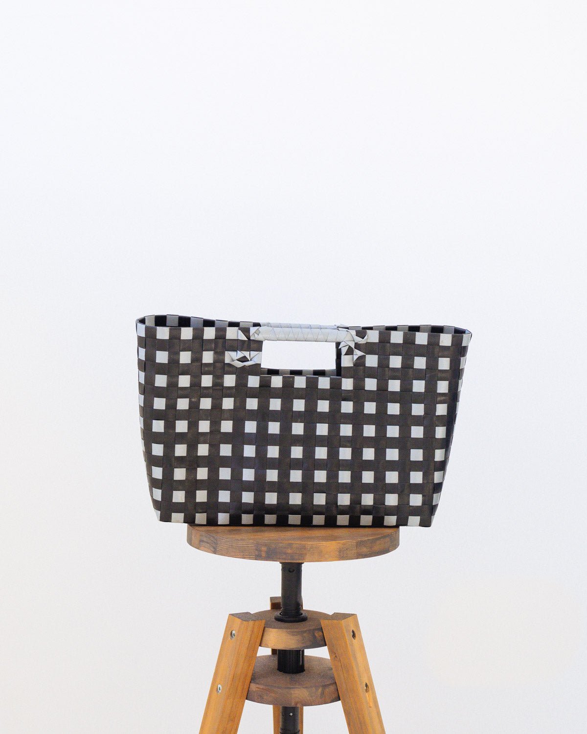 Oversized Upcycled Clutch Bag in Black and Grey | Woven Clutch Bag | Handmade in Myanmar - YGN Collective