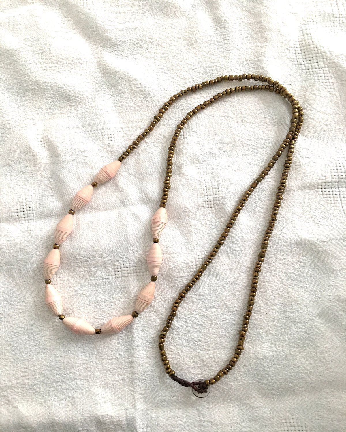 Paper Bead and Small Bronze Bead Necklace - YGN Collective