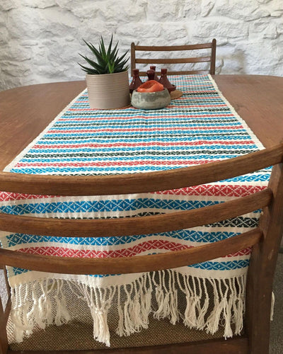 Premium Quality Handwoven Colourful Striped Table Runner from Chin State - YGN Collective