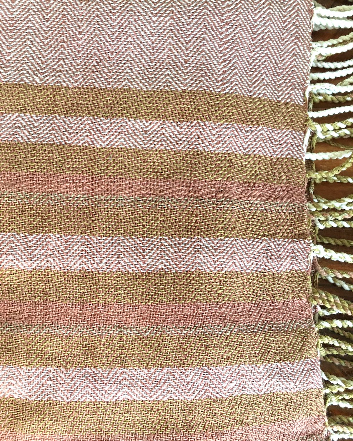 Pure Cotton Scarf in Mauve Stripe with Tassels | Flat Weave | Woven by Hand in Myanmar - YGN Collective