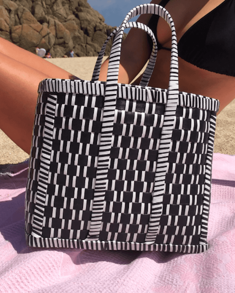 Reverse Black and White Woven Basket - YGN Collective