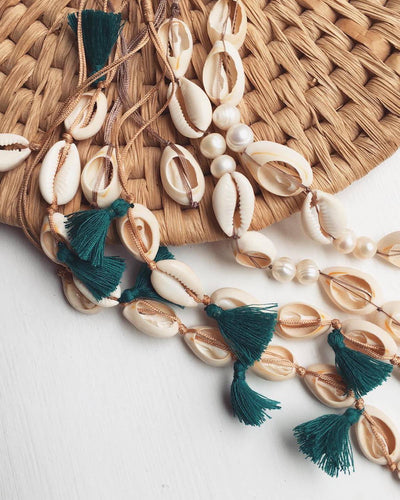 Shell & Blue Tassel Necklace | Free of Metals - YGN Collective