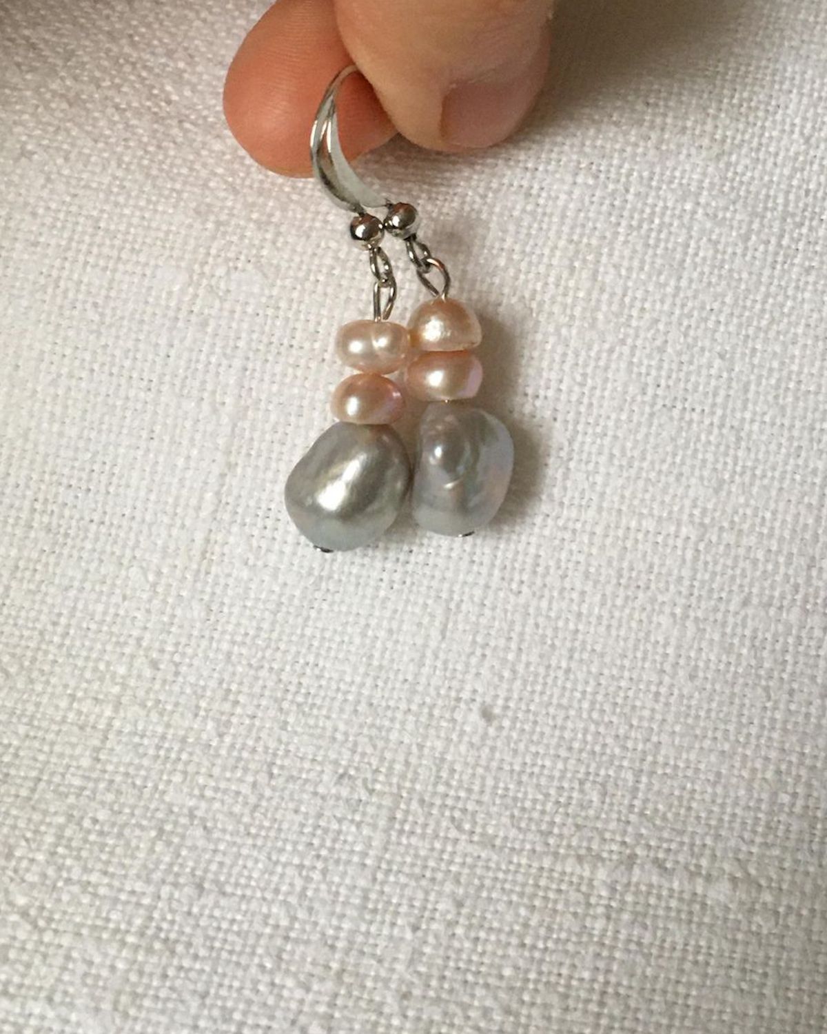 Silver and Pale Pink Freshwater Pearl Drop Earrings | Handmade in Myanmar - YGN Collective