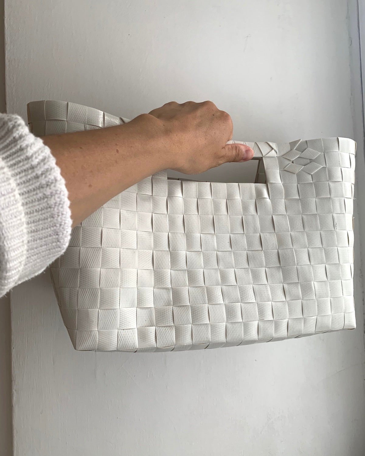 Upcycled Clutch Bag in White | Woven Clutch Bag | Handmade in Myanmar - YGN Collective