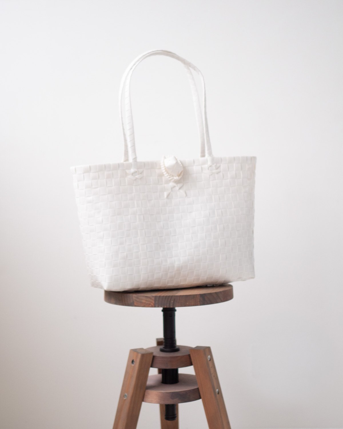 White Woven Tote Shopper Bag, Handmade Baskets