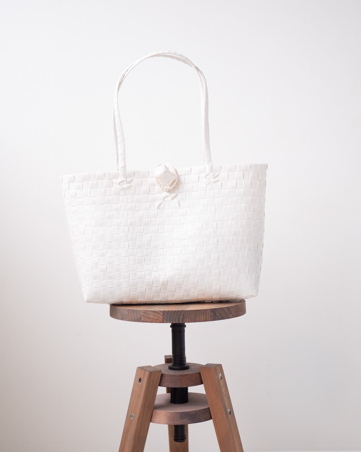 White Woven Tote Shopper Bag | Handwoven and Upcycled - YGN Collective