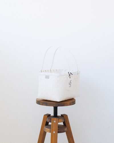 Zay Basket in All White | Woven Grocery Basket | Handmade in Myanmar - YGN Collective