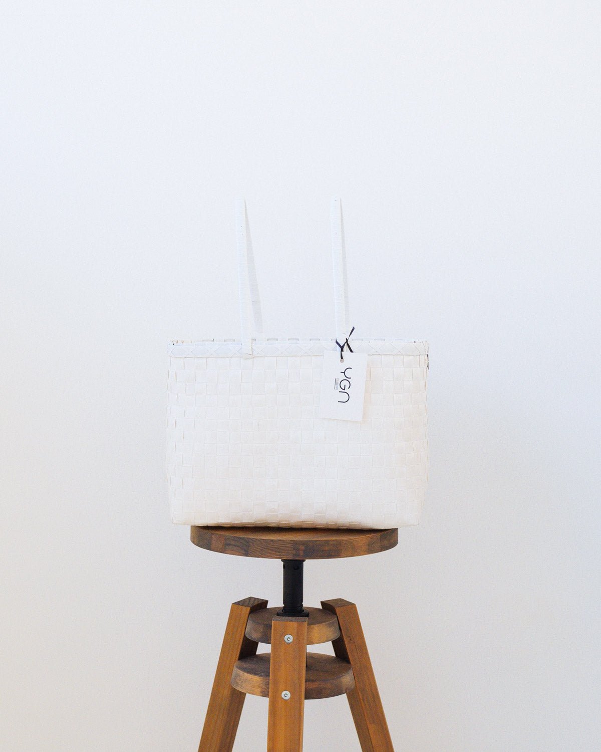 Zay Basket in All White | Woven Grocery Basket | Handmade in Myanmar - YGN Collective